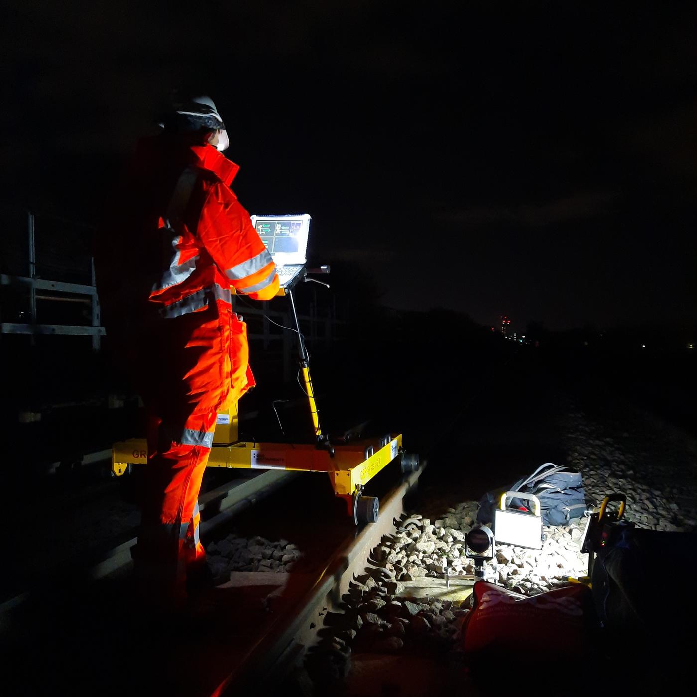 GEO-Instruments engineer conducting track trolley survey