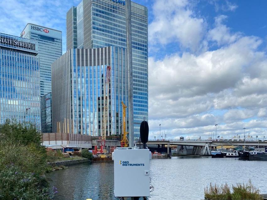 Environmental monitoring setup at Canary Wharf