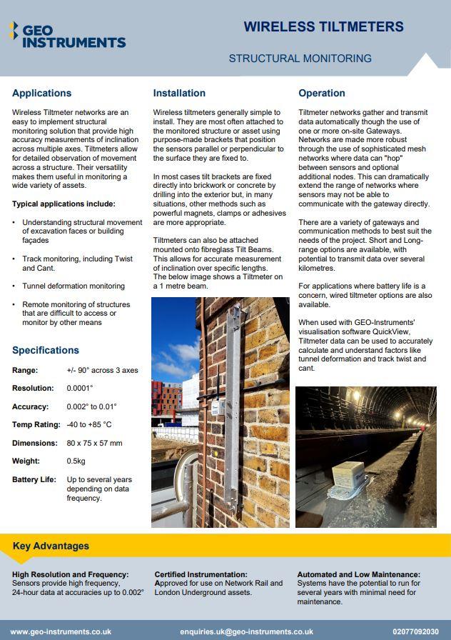 Datasheet - Wireless Tiltmeters 