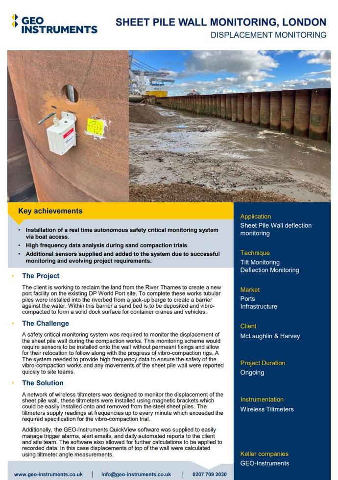 Case Study - Sheet pile wall monitoring