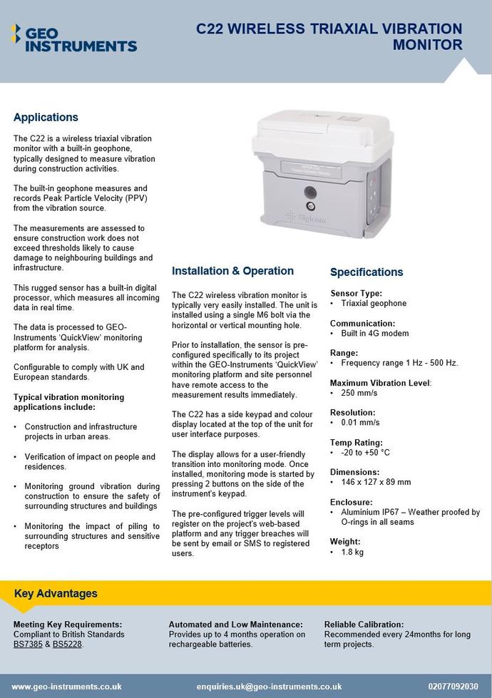 Datasheet - C22 Vibration Monitor